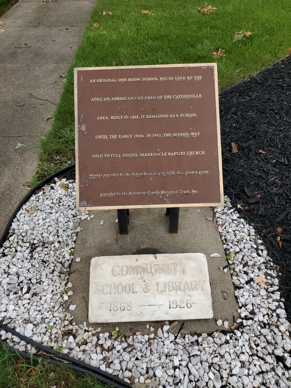 Historical Signage at the Site of former Catonsville Colored School